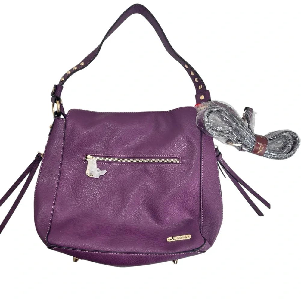 Montana West Studded Hobo Bag with Concealed Carry in Purple and Gold NWT